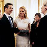 Andrew Cuomo is sworn in as NY's 56th governor with girlfriend Sandra Lee at his side
